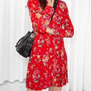 & Other Stories Red Floral 💐button down dress